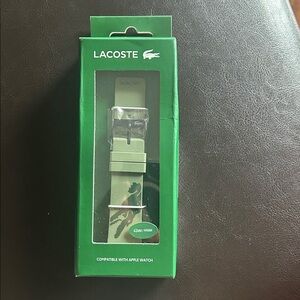 Lacoste Unisex Sage Green Apple Watch Strap - Size 42/44 mm - New in Box